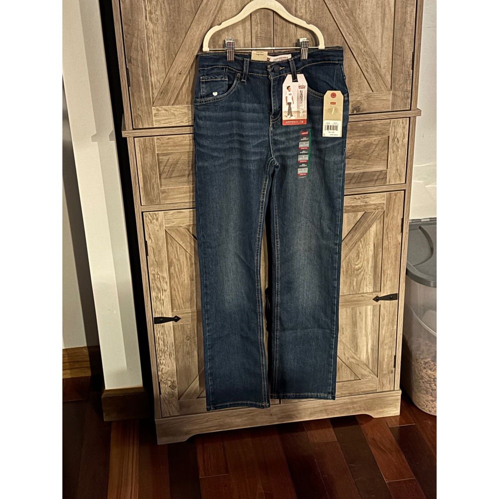 Levis 514 Straight Fit Kids Jeans Size 14 Regular Evans Blue Stretch 9MJ836-D91